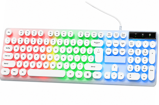 WHITE RGB KEYBOARD PEBBLE KEYS