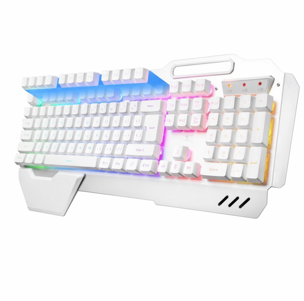 Metallic RGB Gaming Wired Keyboard Wave Lighting – Double Function E80 White