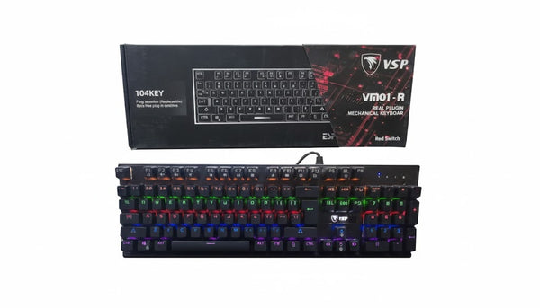 VSP VM01-R Gaming Mechanical 104 Keys Keyboard (FREE 6 RED Switches)